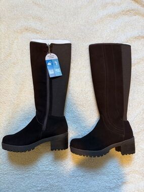 Jambu Women's Dark Brown Tall Chunky Heel Knee Boots Size:6